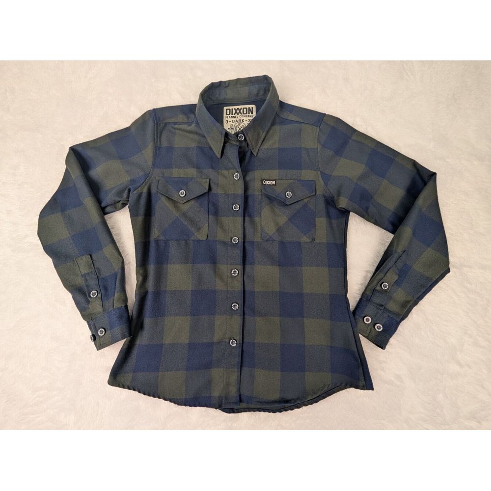 Dixxon Blue Gray 0 Dark 30 Women's S Blue/Gray Check Button Up Flannel